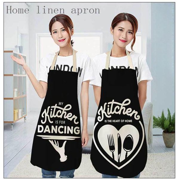 

sleeveless black white simple kitchen apron with two size cotton material no fade easy clean for women baking accessories aprons
