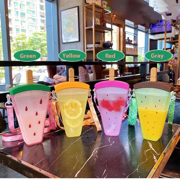 

wine glasses summer water bottle cup portable popsicle ice cream anti-fall children straw plastic cute