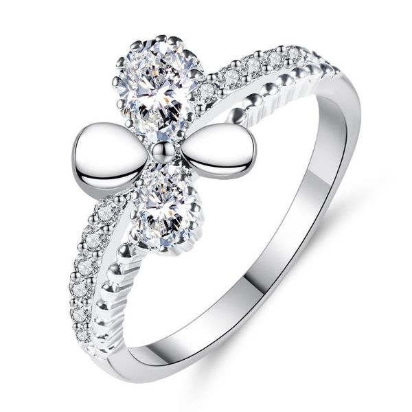 

wedding rings hainon white gold color flower silver vintage engagement for women cz jewelry bague femme gifts, Slivery;golden