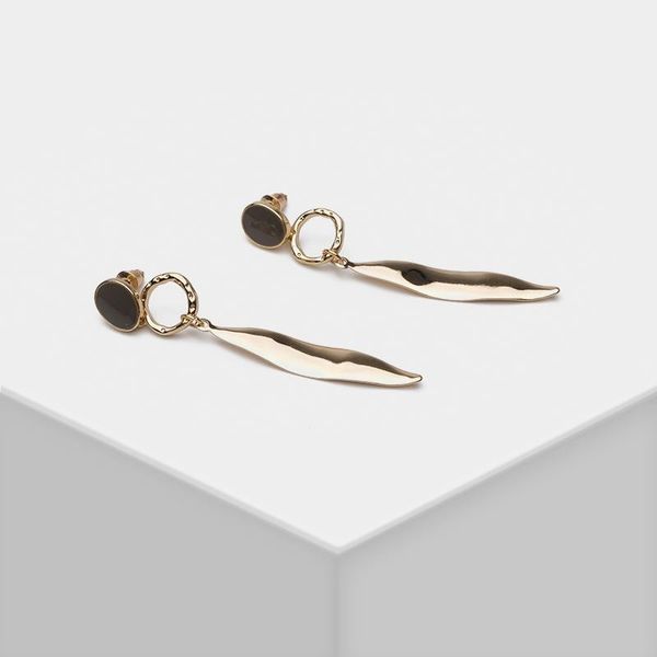 

dangle & chandelier amorita boutique long irregular metal willow leaf drop earrings, Silver