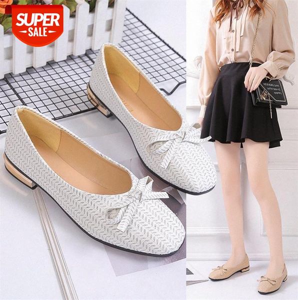 

grandma shoes square toe single flat shallow bow peas women's #wm2s, Black