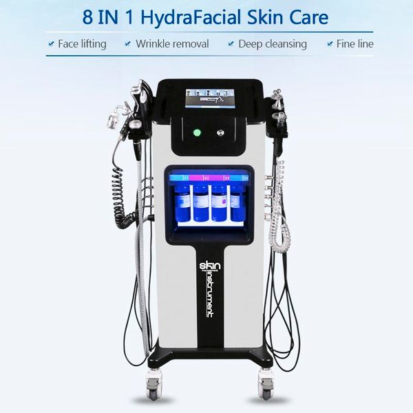 

8 in 1 hydra facial machine hydro ultrasonic skin scrubber microdermabrasion oxygen face spray hydrafacial machines with warm cold hammer