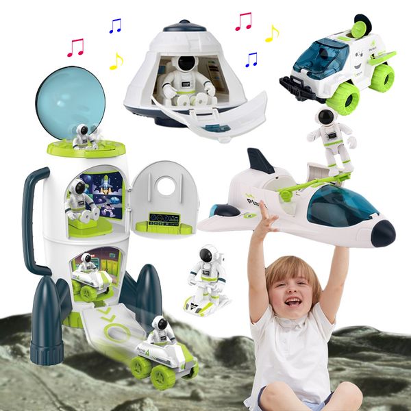 

New Puzzle Acousto Optic Space Toys Space Model Shuttle Space Station Rocket Aviation Series Toy For Boys