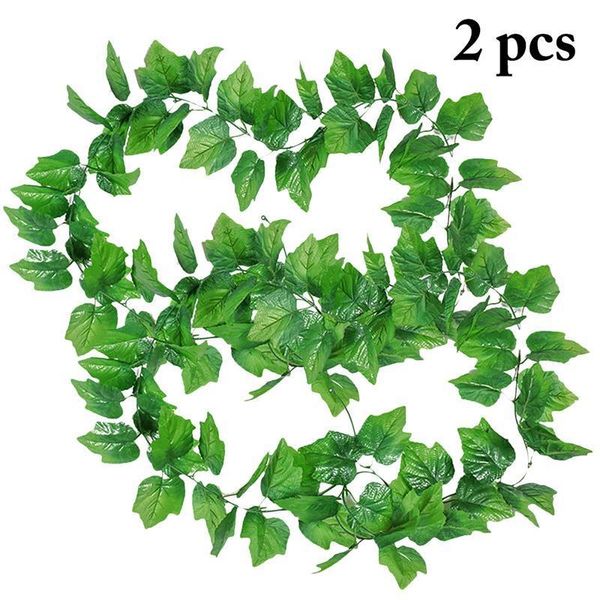 

2pcs simulation grape leaf vine wall hanging decoration plant ceiling fake flower leaves home decor decorative flowers & wreaths