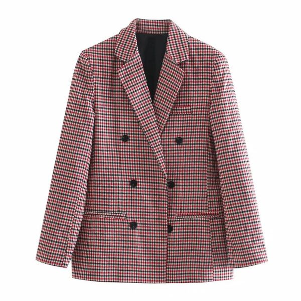 

women's suits & blazers fashion autumn women plaid and jackets work office lady suit slim double breasted business female blazer coat t, White;black