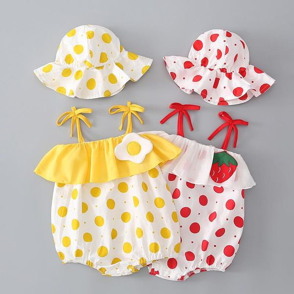 

lawadka summer baby girls clothes set cotton dot off shoulder bodysuit for borns and infant hat 2pcs outfits suit 2021 clothing sets, White