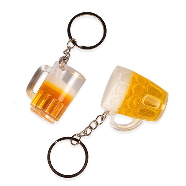 Caneca de cerveja criativa Keychain Simulação de pingente de tumuladores copo reto chaveiros decoração de bagagem Pinganr chaveiro