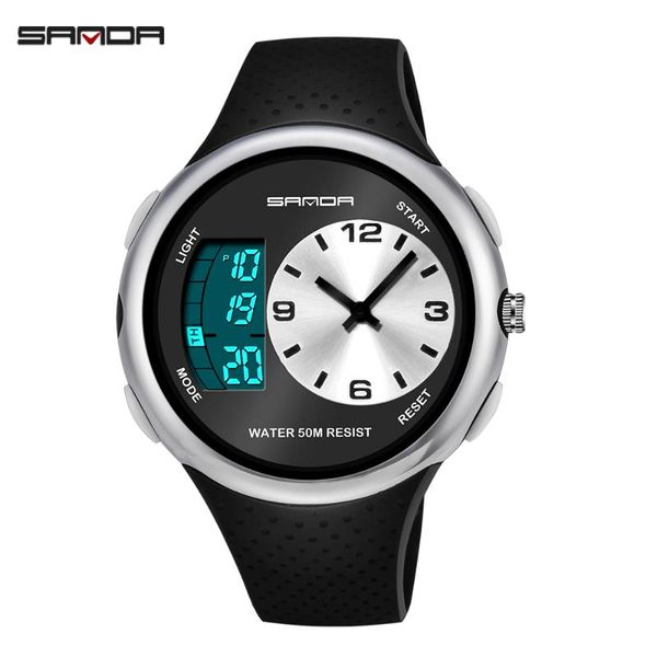 

digtal watch men dual display wristwatches for women fashion outdoor ladies sport waterproof led diving electronic watches, Slivery;brown