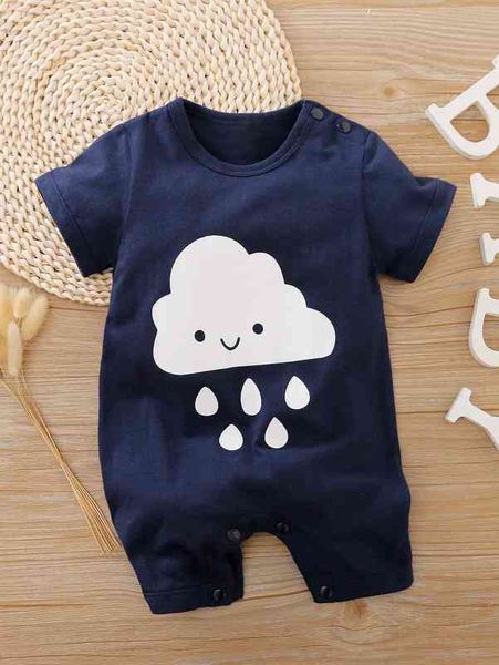 

yierying baby boy cartoon cloud graphic romper she, Blue