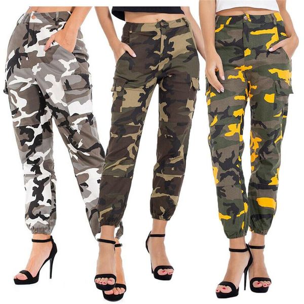 

women's pants & capris fashion women camouflage cargo trousers army green casual slim plus size s-3xl, Black;white