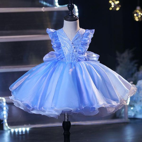 

girl's dresses wedding birthday for girls 1-8 years elegant party sequins tutu christening gown kids children formal pageant clothes, Red;yellow