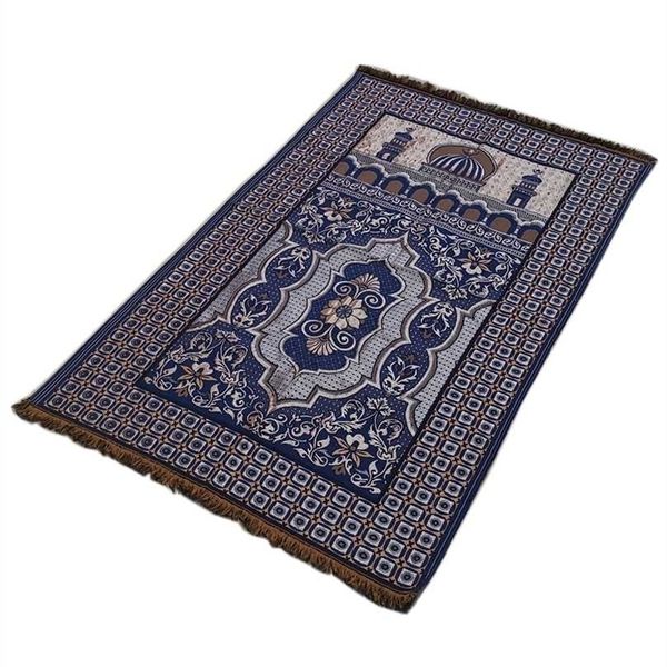 Kostenlose Gebetsdecke, dünner gewebter Chenille-Betteppich für Männer und Frauen, muslimischer Teppich, Janamaz Ramadan oder Eid-Geschenk 211101