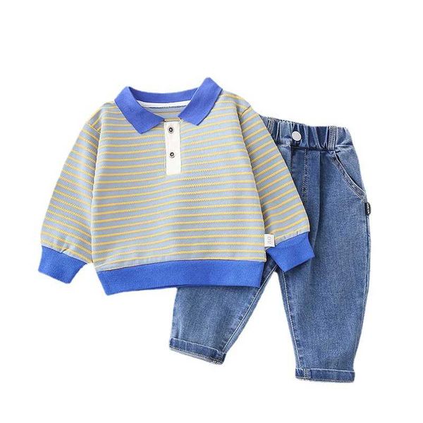 

clothing sets spring autumn toddler fashion t-shirt pants boys baby girls casual costume kids square neck clothes children striped sport sui, White
