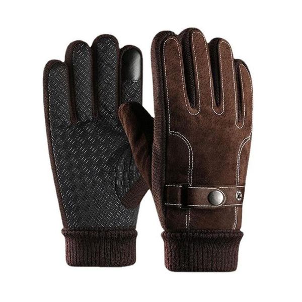 

cycling gloves touchscreen winter thermal warm motorcycle full finger for bicycle ski outdoor camping hiking glove, Black