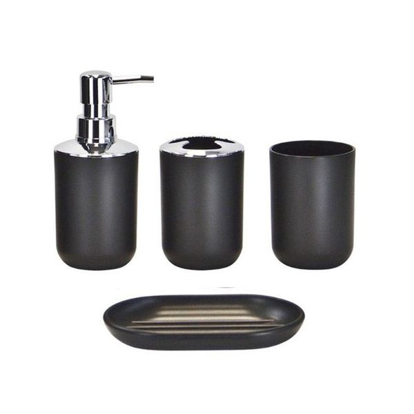

bath accessory set 4 piece / bathroom shampoo press bottle washware cup toothbrush holder soap dish accessories for
