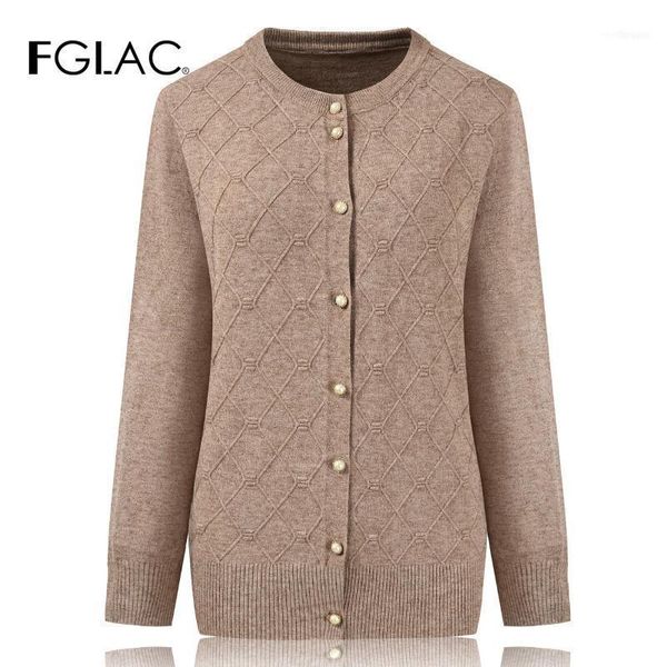 

women's knits & tees 2021 autumn winter middle-aged mother sweater fashion long sleeve single-breasted women cardigan coats1, White