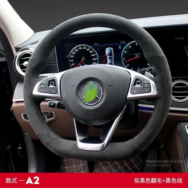 

auto alcantara steering wheel cover for benz a c e class gla glb glc gls gle b glk hand-stitch suede grip car accessories