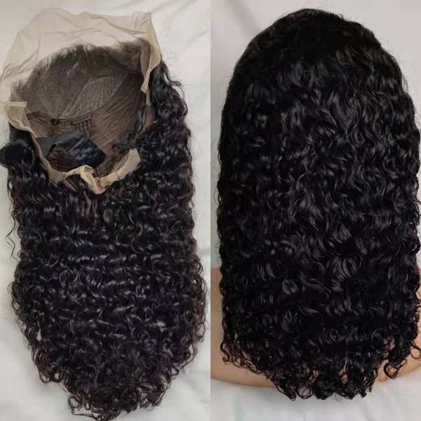 

jerry curly lace front hair wig hd transparent frontal 13x4 13x6 brazilian remy virgin wigs, Black