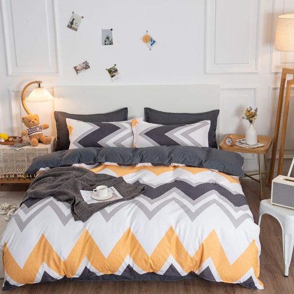 

bedding sets geometric stripe set luxury printed duvet cover 3/4pcs bed flat sheet pillowcase bedroom supplies king  full