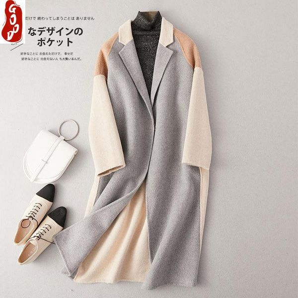 

autumn winter coat women clothes 90% wool female long jackets korean woolen casaco feminino cashmere overcoat 10017 women's & blends, Black
