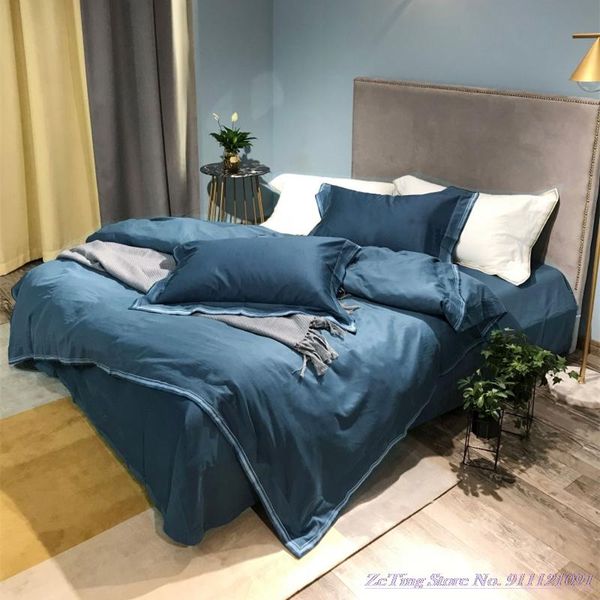 

bedding sets 4pcs pure color set gray blue 80tc brushed duvet cover nordic modern simple autumn winter horse cotton quilt 1.8m