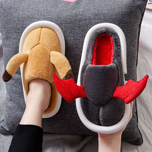 

luxury slippers 2021 female autumn and cartoon home thick bottom eva indoor student couple cotton slippers male winter, Black