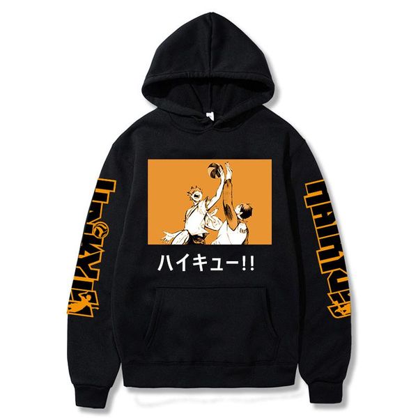 

men's hoodies & sweatshirts japan cartoon haikyuu hinata shoyo women funny manga karasuno high volleyball anime clothes harajuku sweats, Black