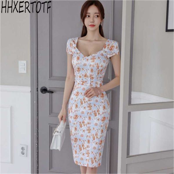 

summer fashion temperament elegant women pencil dress v-neck high waist vestidos bodycon sheath dresses 210531, Black;gray