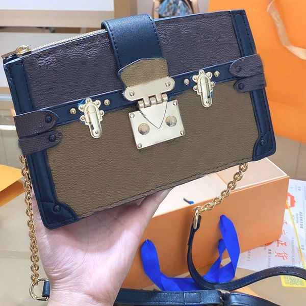 

clutch box handbags women chain shoulder bags canvas leather l flower letter messenger bag trunk brick box crossbody bag purse