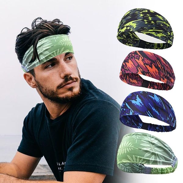 

elastic sport hairbands men's solid color cross yoga hair band exercise sweat absorption headwear accessories safety sweatband, Yellow;black