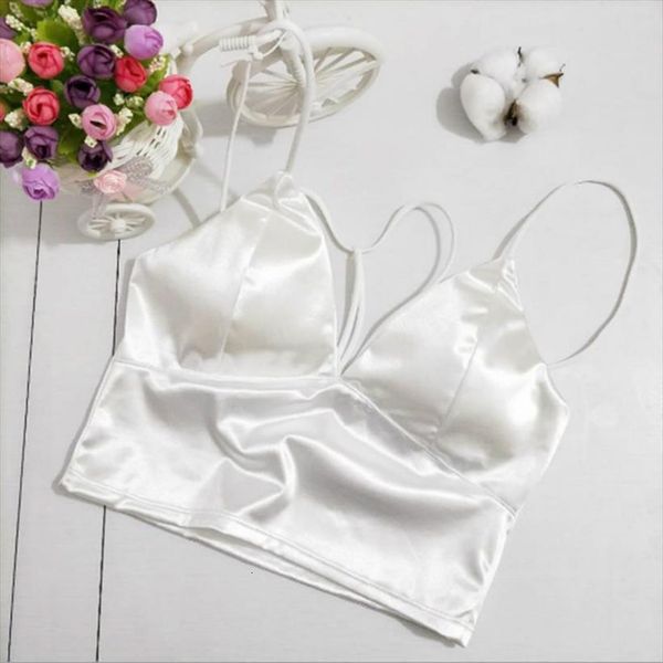 

push up bralette bra women tank padded lingerie backless crop top, White