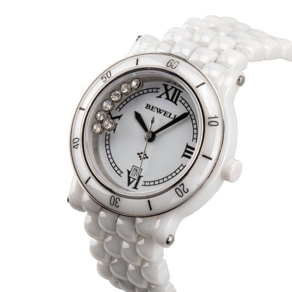 

wristwatches ly decorated fashion ceramic rhinestone ladies watch waterproof stainless steel quartz women watches white jade wristwatch, Slivery;brown