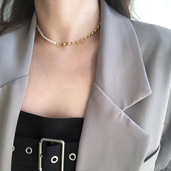 

chains fashion freshwater pearls geometric gold bucket beads necklaces for women metal chain necklace design jewelry gift 2021, Silver