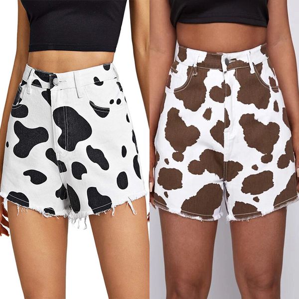 

Jeans for Women 2021 Fashion Print Show Thin Shorts, Black and white