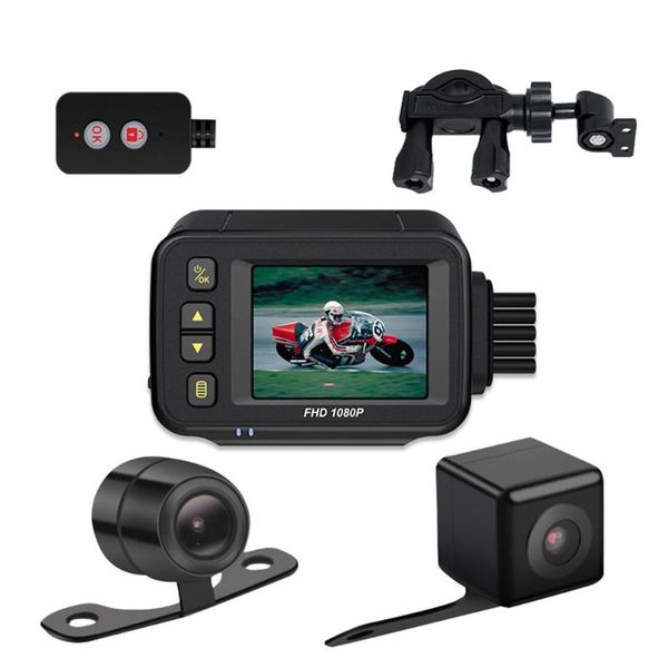 

camcorders full body waterproof motorcycle camera 720p + 480 hd front rear view driving recorder dvr dash cam logger box