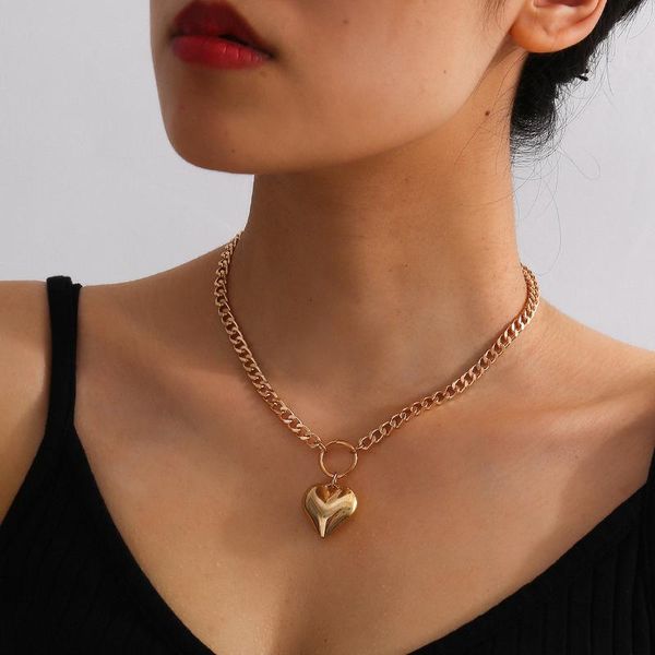 

romantic heart necklaces for women gifts gold statement necklace chain promise love keepsake jewelry pendant, Silver