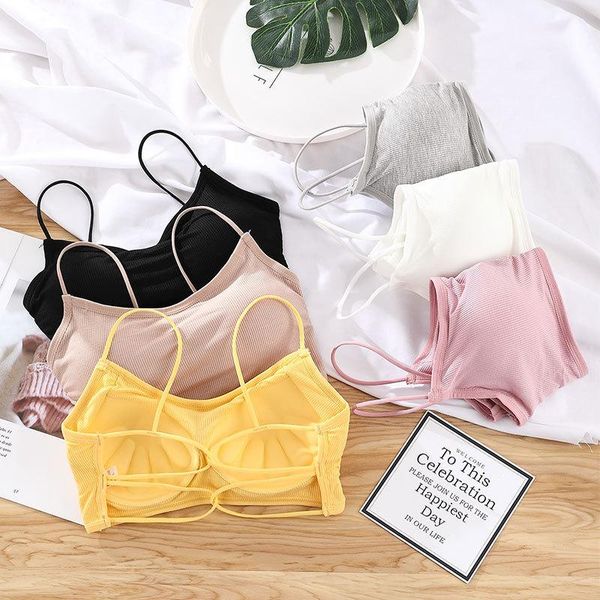 

palm cup gathering women sports bras threaded cotton girl sling bra pad tube wrap chest fixed ladies yoga underwear h74 outfit