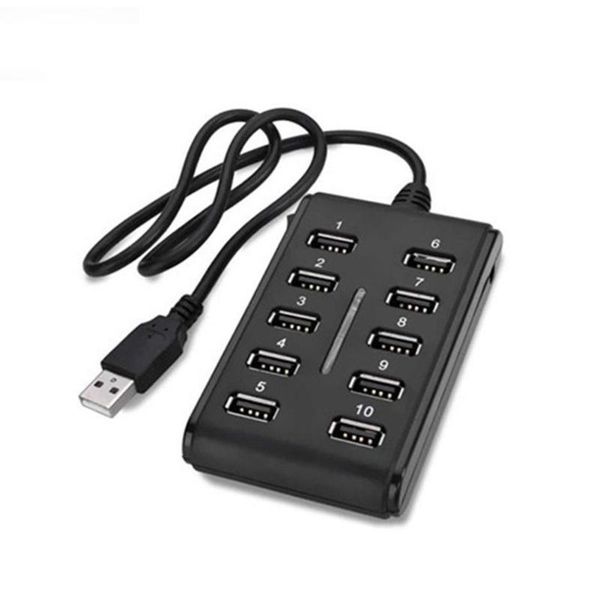 

hubs 10 ports usb 2.0 hub splitter use power adapter multiple expander extension computer interface accessories