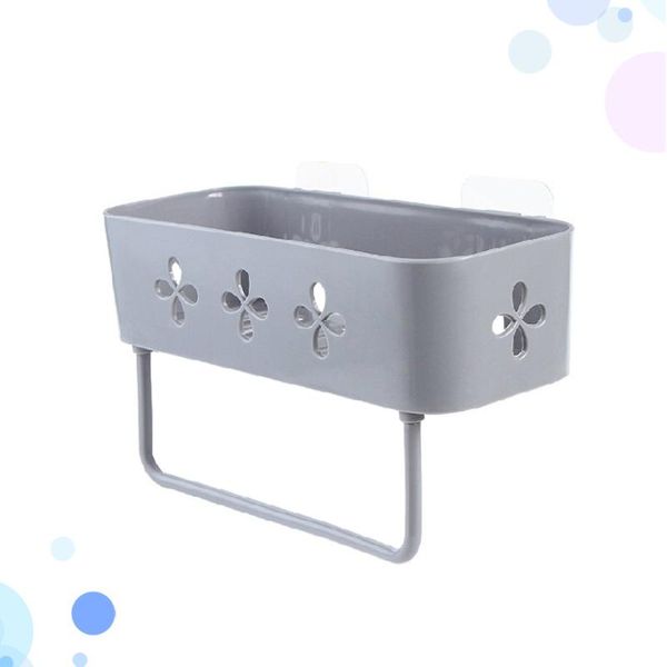 

storage baskets bathroom shelf wall mounted basket punch towel hanging rack shower organizer kitchen holder (random color)