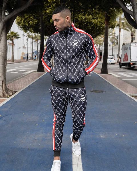 

silver gym suits men mens tracksuit short madrid horse brand saints, Gray