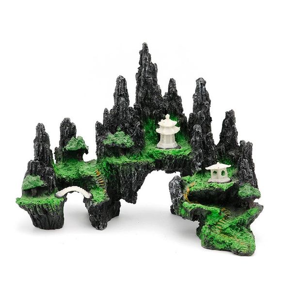

aquarium decoration fish tank landscaping resin hiding large rockery snow mountain ornament decor aquascape accessories decorations