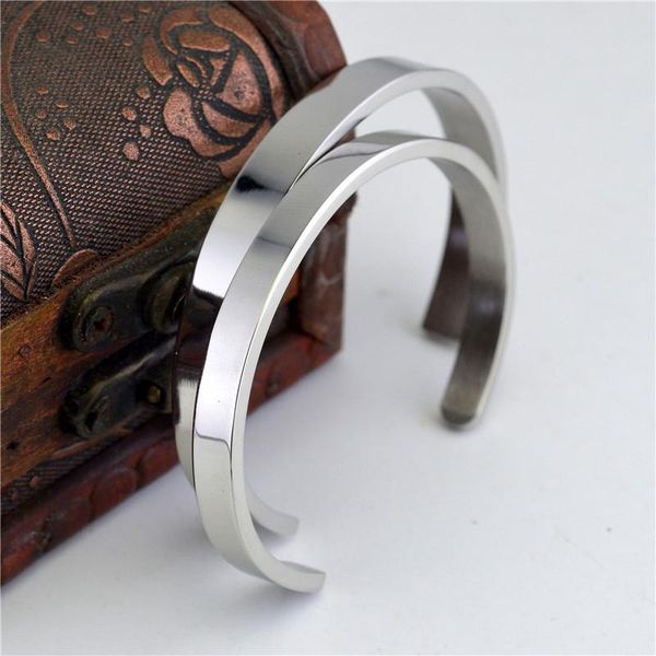 

bangle fashion 8mm smooth open bangles high polish 316l stainless steel cuff bracelets mujer wholesale jewelry for women accessories, Black