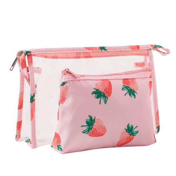 

cosmetic bags & cases 2pcs/set large capacity cartoon pattern bag multi purpose waterproof bath storage pvc transparent beauty pouch