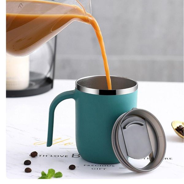 

mugs coffee mug doublelayer leakproof milk cup with lid stainless steel portable water kitchen drinkware breakfast tea