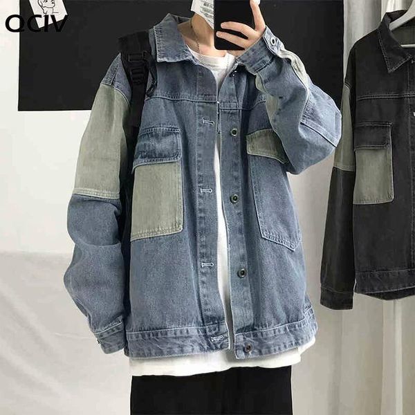 

spring and autumn jacket men's korean version of the trend wild loose tooling casual port style ins denim jackets, Black;brown