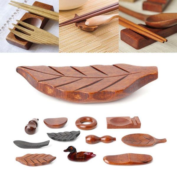 

chopsticks cute japanese wooden rest spoon fork knife holder stand rack decor wholesalse