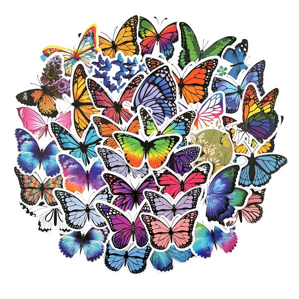 

50pcs butterfly butterflies stickers vinyl decals car lapstickers luggage notebook bottle decals wholesale lots waterproof for ps4