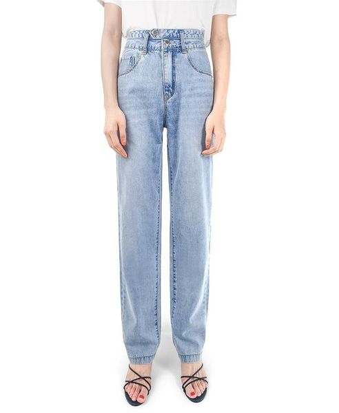 

women's jeans women pants 2021 spring and summer style ladies double trouser waist high blue