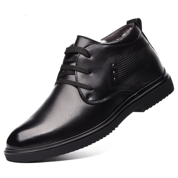 

boot genuine leather warm snow winter ankle boots for business men shoes wed3 dress 3h7r, Black