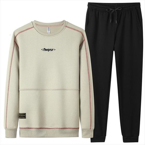 

spring autumn set 2pcs men tracksuits outfit sets sweatshirt and pants sportwear fashion printed clothing oversize 5xl, Gray